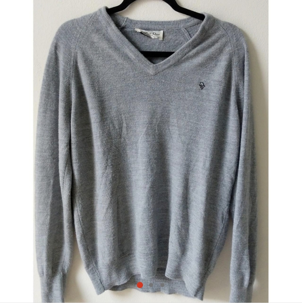 Christian Dior Monsieur v neck grey sweater